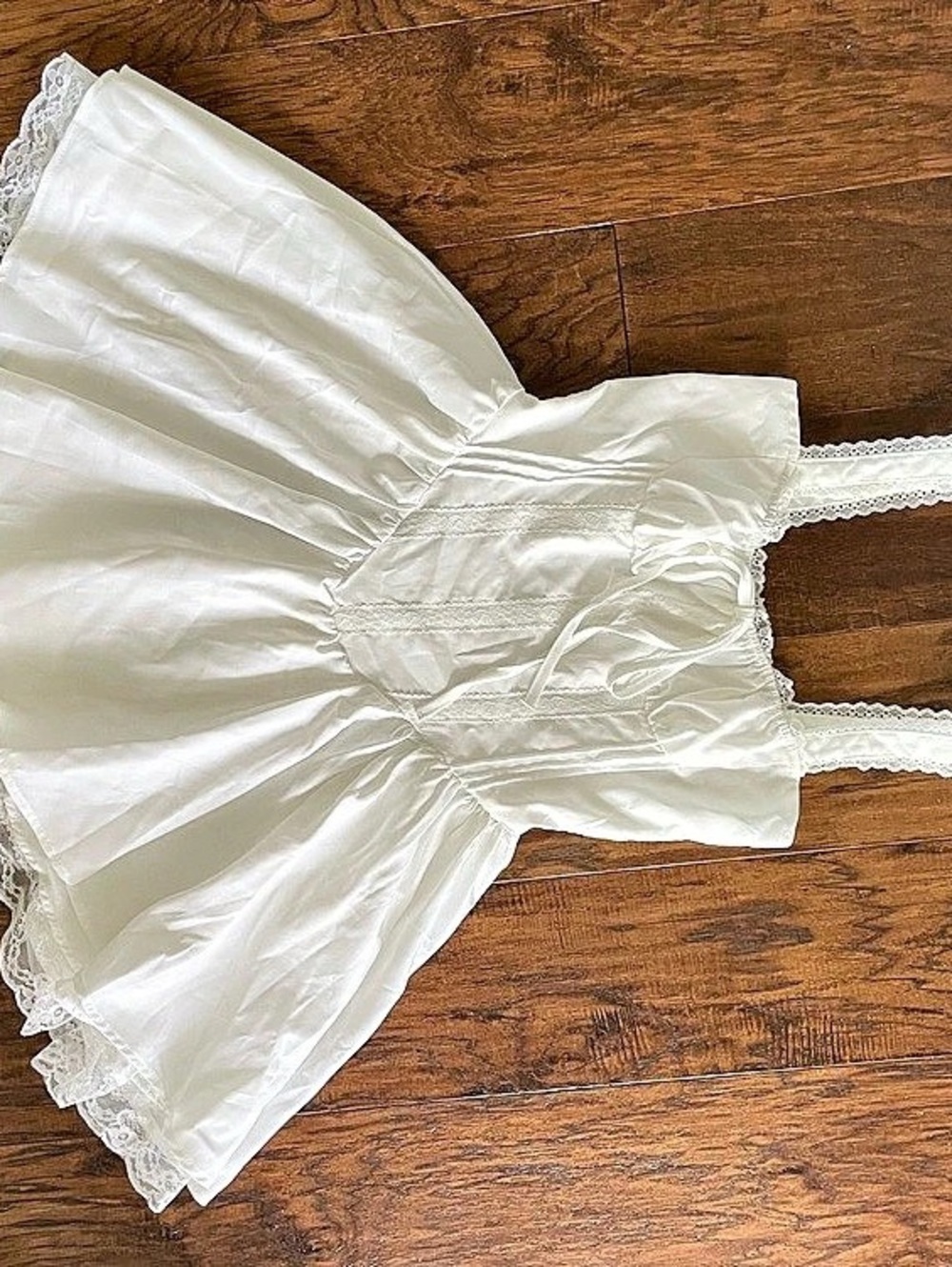 White Lace Trim Mini Dress Size Medium Like New